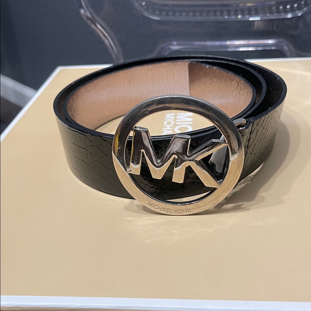 Michael Kors Women's Size L Black Snake Embossed Belt